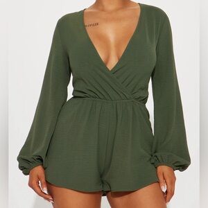 Olive green fashion nova romper